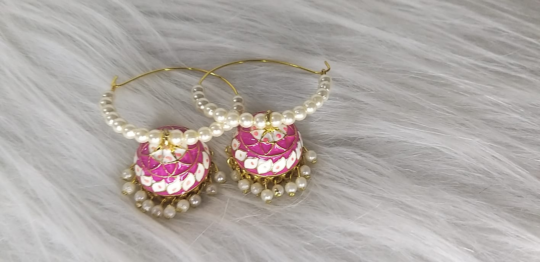 Divine Ethnic Pink color Bali With Meenakari Design and White Pearl uploaded by Divine Ethnics on 7/22/2022