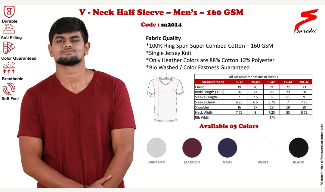 Men's Plain Clothing. Code - SA2014 uploaded by Sarodee Industries Private Limited on 7/22/2022