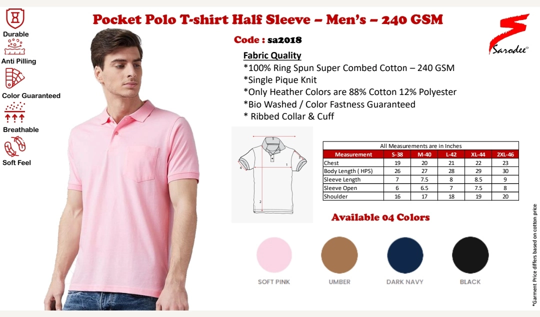 Men's Plain Clothing. Code - SA2018 uploaded by Sarodee Industries Private Limited on 7/22/2022