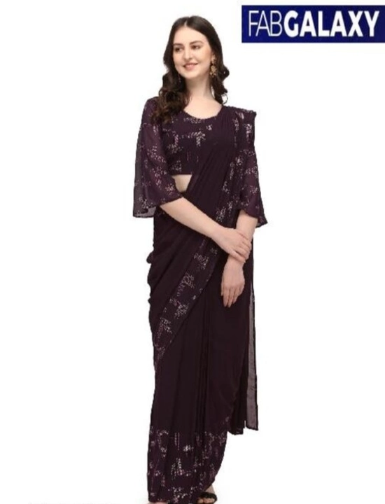 FAB GALAXY PRESENTS WOMEN'S 1 MINUTE READY TO WEAR SAREE WITH STITCHED BLOUSE AND READY TO WEAR PATL uploaded by business on 7/22/2022