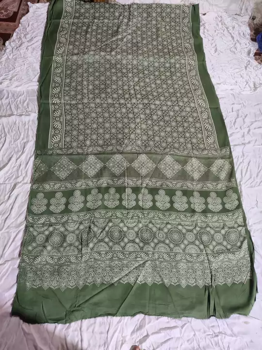 Modal silk semi gaji ajarakh print saree with blouse piece length 6.5 meter  uploaded by Husaina Arts on 7/22/2022