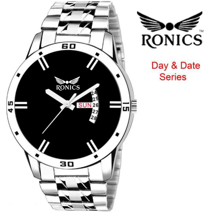 Ronics day date analogue watch stainless steel strep uploaded by GB enterprises on 7/22/2022