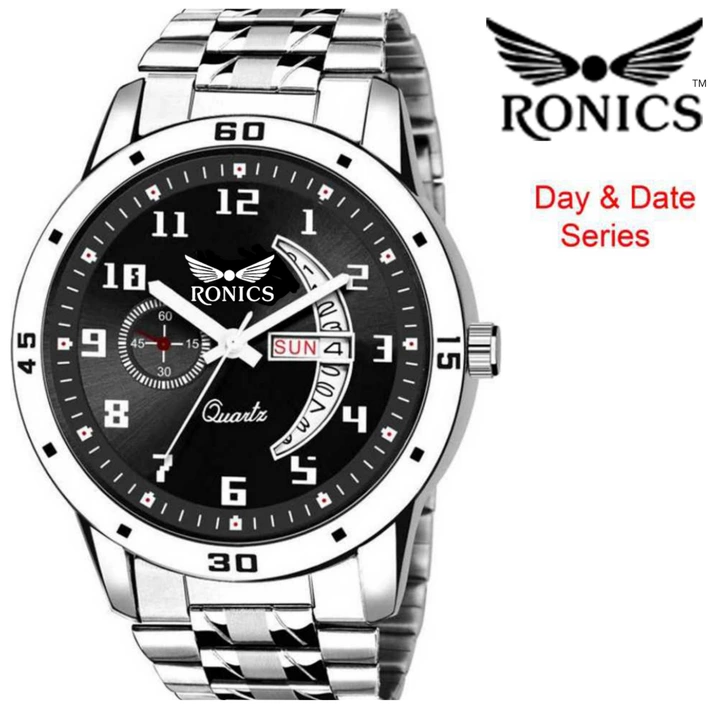 Ronics day date analogue watch stainless steel strep uploaded by GB enterprises on 7/22/2022