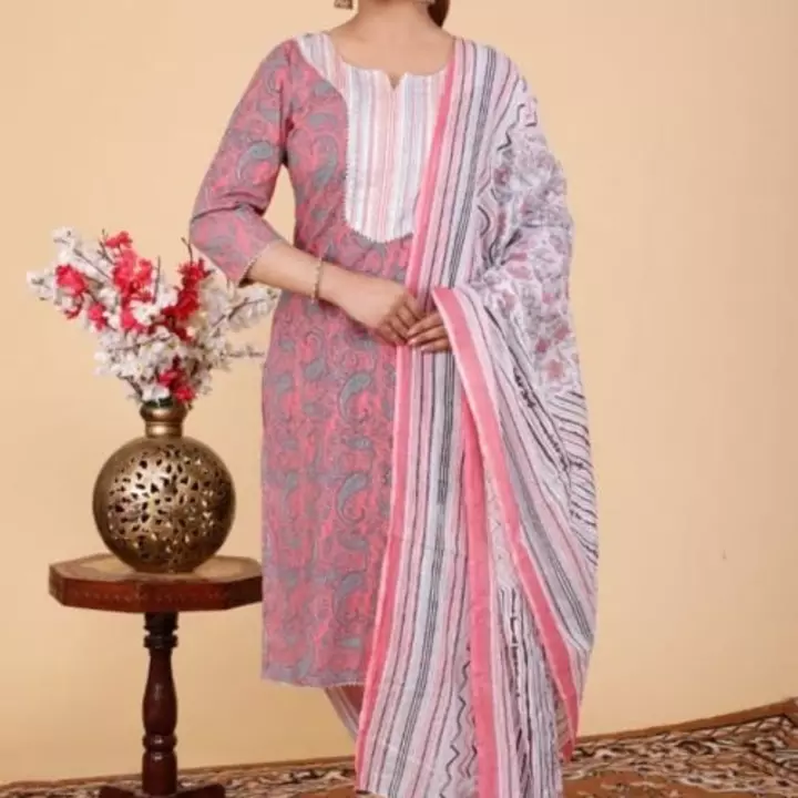 Jaipuri Cotton 3pc Suit uploaded by Madhu Trading on 7/22/2022
