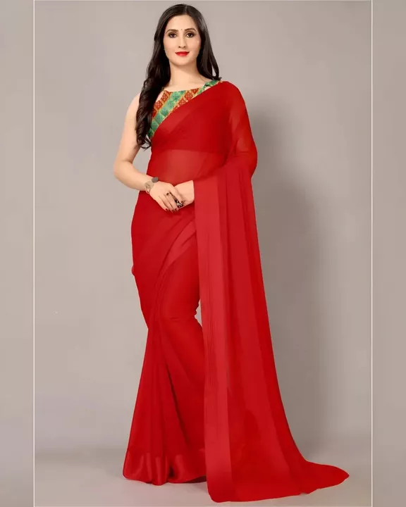 Red saree  uploaded by Aanya's store on 7/23/2022