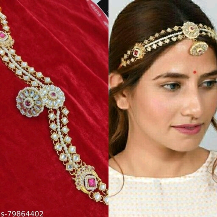 Post image Catalog Name:*Twinkling Graceful Maangtika*Base Metal: AlloyPlating: Gold PlatedStone Type: Artificial StonesType: Matha PattiNet Quantity (N): 1Sizes: Free SizeDispatch: 2 DaysThis products Price is 👉 250 only