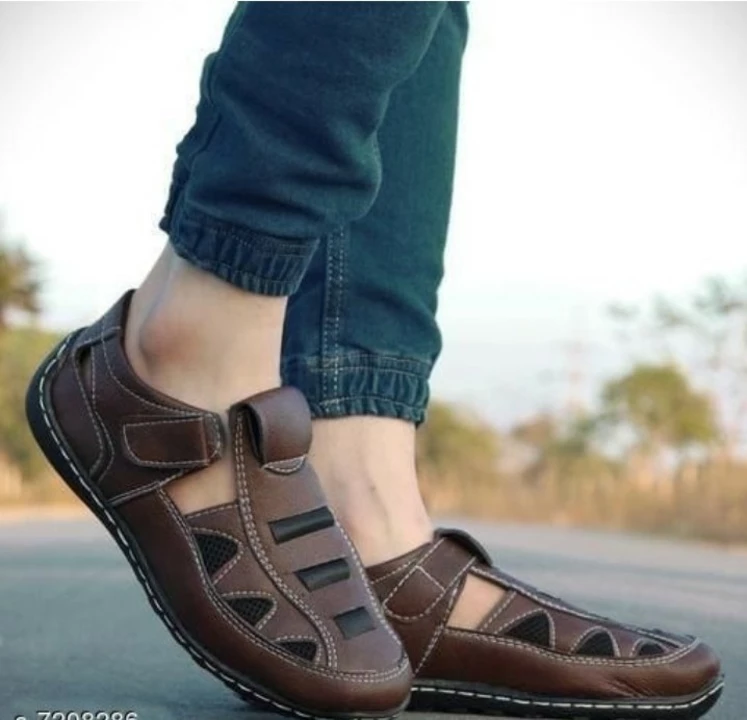 🥳📣 Lazy21 Synthetic Leather Brown 🤎 Comfort And Fashionable Trendy Casual Velcro Sandals For Men  uploaded by www.lazy21.com on 7/23/2022