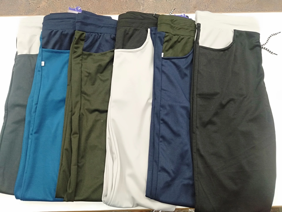Post image Likra Premium Quality Track Pants for men @ 130+ GST minimum Quantity required is 300 pcs