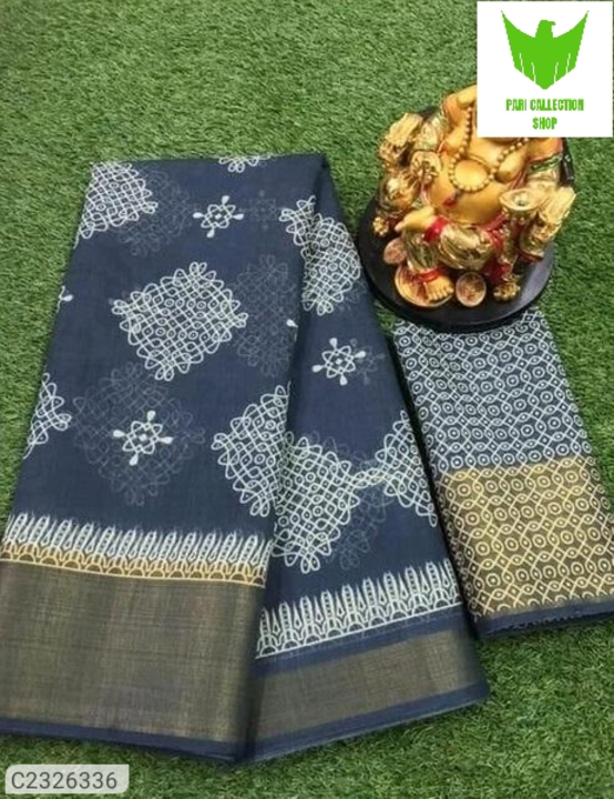 Beautiful Printed Cotton Blend Saree With Zari Border uploaded by business on 7/23/2022