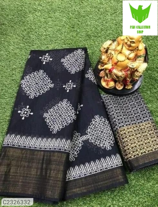 Beautiful Printed Cotton Blend Saree With Zari Border uploaded by seller  on 7/23/2022