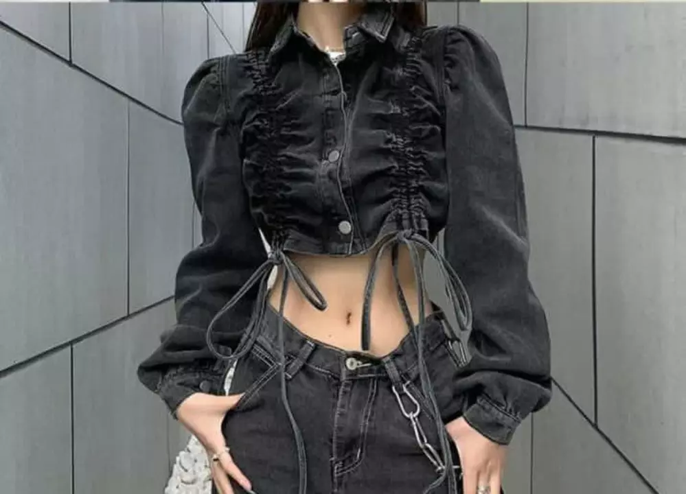 Girls denim jacket in 12.5 oz dyed in black color uploaded by business on 7/23/2022