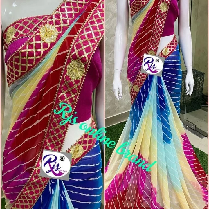 Post image *MS New  collections with gota  borders   TRADITIONAL COLOURS*
 *Georgette saree AWESOME QUALITY*
*❤BEAUTIFUL lehariya  all over saree*
*WITH  FULL FINISH AND BOUTIQUE LOOK..*
*LINKED WITH GOTA BORDERS*
*UNSTICHED  raw silk blouse  with border lace *
*Today new rate.. 650/-fs*
KINDLY NOTE *These r georgette lehariya sarees*
 Not chiffon or any other fabrics