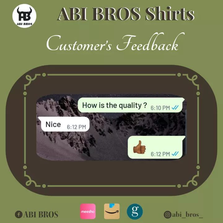 Post image Customer's Feedbacks of ABI BROS Shirts
Part - 2


#abibros#akm_av#branded#shirts