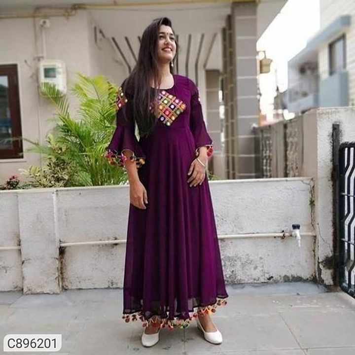 Valuable Fox Georgette Mirror Work With Tassels Floor Length Kurti uploaded by business on 11/17/2020