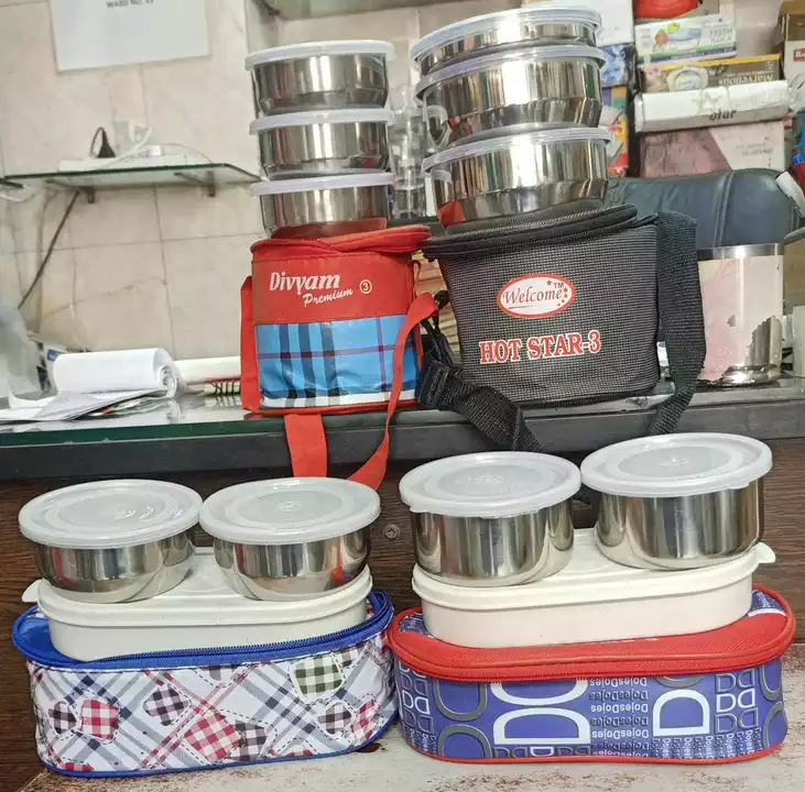 3 container lunch box with insulated zip bag uploaded by Sadar bazar delhi 9315440334 on 7/24/2022
