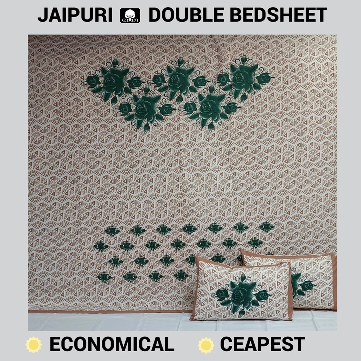 Post image We presents you heavy quality pure cotton jaipuri print bedsheets.