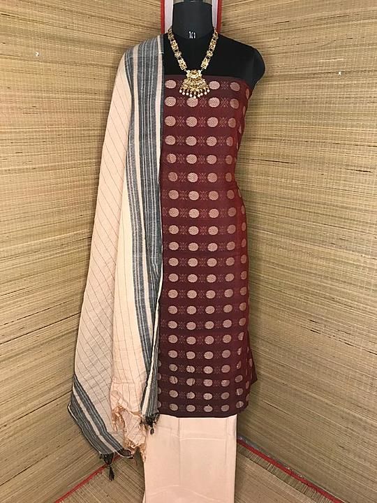 Fabric pure cotton silk suits
2 mtr top 

2.5 mtr bottom

2.5 mtr dupatta uploaded by business on 11/17/2020