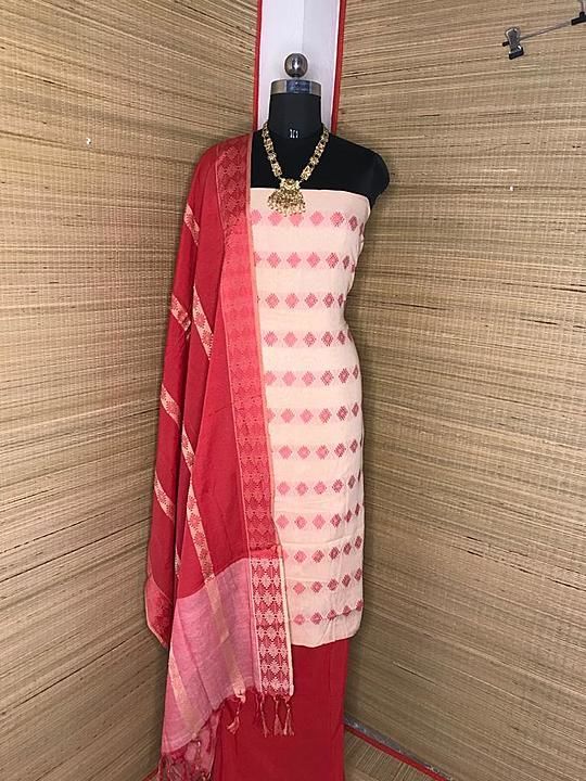 Fabric pure cotton silk suits
2 mtr top 

2.5 mtr bottom

2.5 mtr dupatta uploaded by business on 11/17/2020