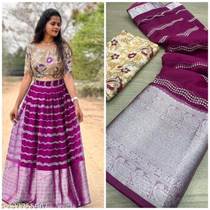 ORGENZA JACQUARD MULTI EMBRODERY WORK SAREE/ CHOLI 
Name: ORGENZA JACQUARD MULTI EMBRODERY WORK SARE uploaded by business on 7/25/2022