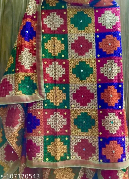 Phulkari Duppatta Chinon Bagh D.no.10 Red Odd Even  uploaded by Sidhi Vinayak Textile on 7/25/2022