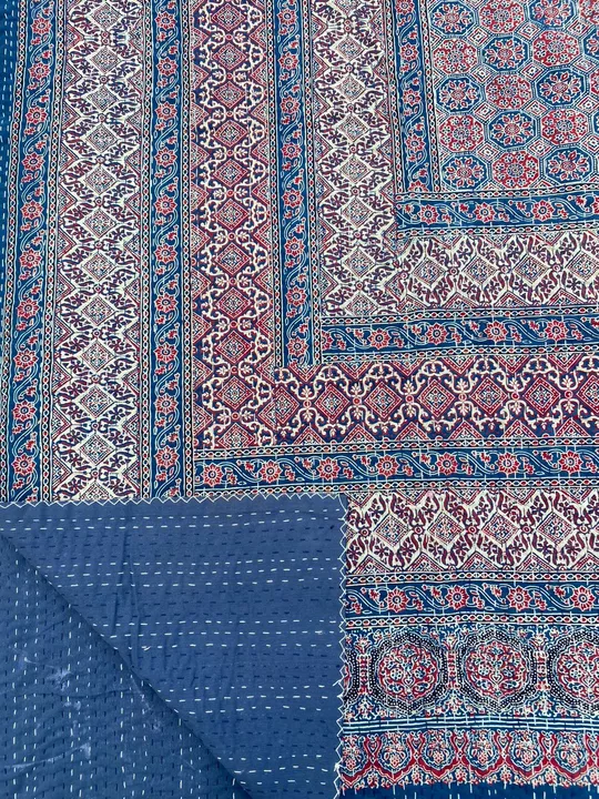 (1)——*Handicrafts Ajrakh Prints Kantha Work Reversible Dohar 

Size-: 90x108Inches  uploaded by HEMA ART AND CRAFT on 7/26/2022