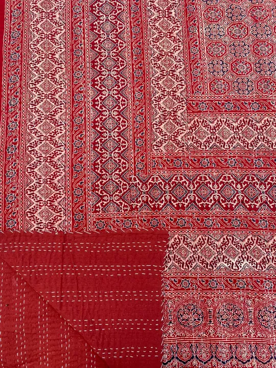 (1)——*Handicrafts Ajrakh Prints Kantha Work Reversible Dohar 

Size-: 90x108Inches  uploaded by HEMA ART AND CRAFT on 7/26/2022