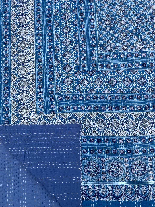 (1)——*Handicrafts Ajrakh Prints Kantha Work Reversible Dohar 

Size-: 90x108Inches  uploaded by HEMA ART AND CRAFT on 7/26/2022
