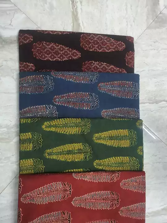 Post image Ajrakh hand block print natural dye cotton running fabric