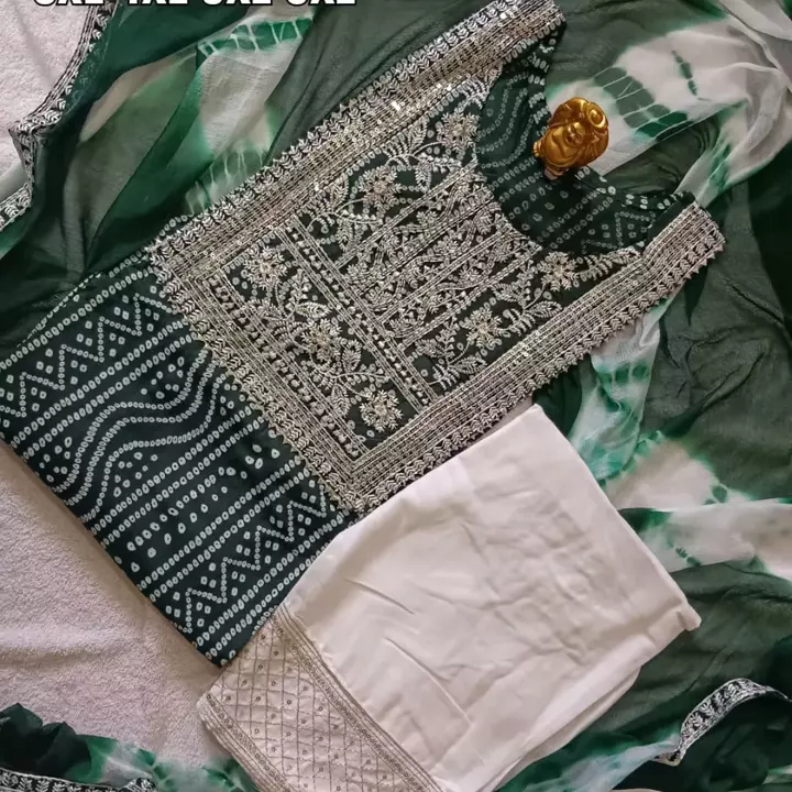 HEAVY sequence  WORK  BADHEJ  KURTI WITH DUPATTA PENTS SET uploaded by business on 7/26/2022