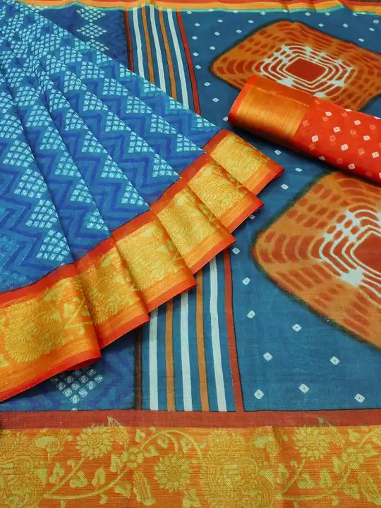 Ikkat print saree uploaded by business on 7/26/2022