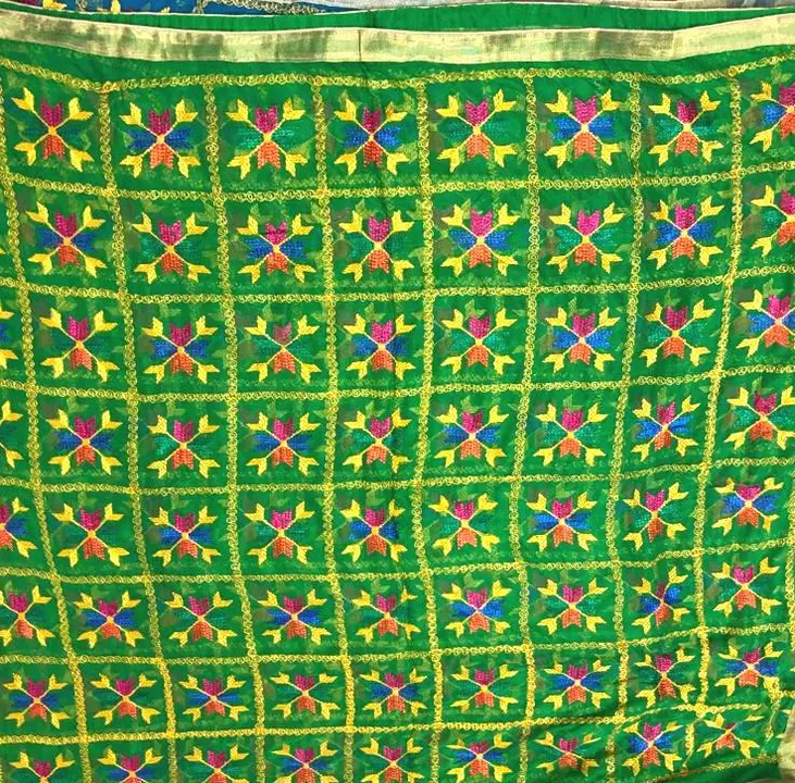 Chiffon Fulkari Duppatta D.no 4 Green  uploaded by Sidhi Vinayak Textile on 7/26/2022