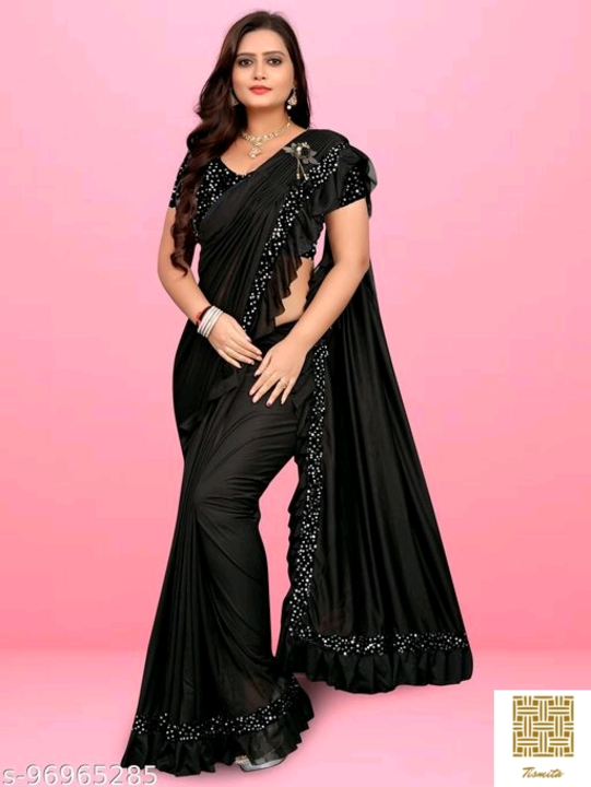 READY TO WEAR LYCRA FANCY PARTY WEAR SAREE, LYCRA SAREE, NEW LATEST SAREES FOR WOMEN, FANCY LYCRA SA uploaded by Saraswati collection on 7/26/2022