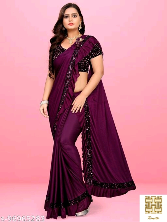 READY TO WEAR LYCRA FANCY PARTY WEAR SAREE, LYCRA SAREE, NEW LATEST SAREES FOR WOMEN, FANCY LYCRA SA uploaded by business on 7/26/2022