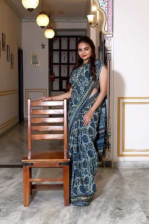 Ajrakh printed saree uploaded by Bagru fabrics  on 11/18/2020