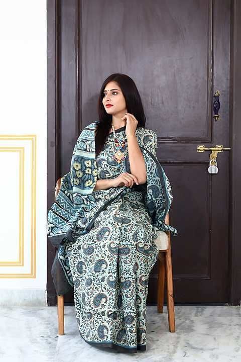 Ajrakh printed saree uploaded by Bagru fabrics  on 11/18/2020