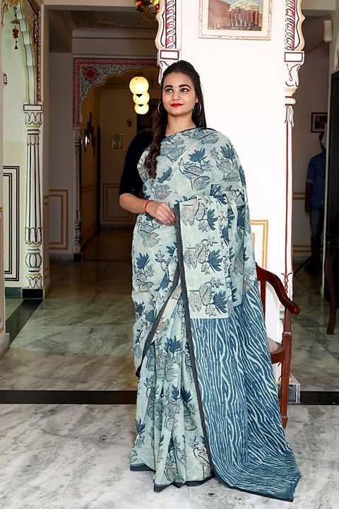 Ajrakh printed cotton saree uploaded by business on 11/18/2020