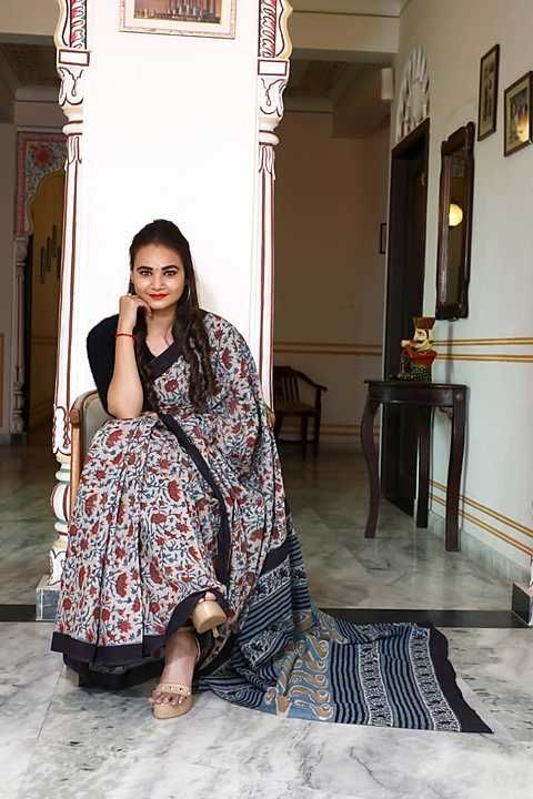 Ajrakh printed saree uploaded by business on 11/18/2020