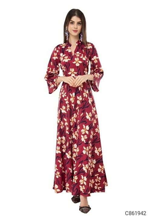 *Catalog Name:* Women's 3/4 Sleeve Crepe Printed Maxi Dresses

*Details:*
Description: It has 1 Piec uploaded by MahaCollection  on 6/21/2020