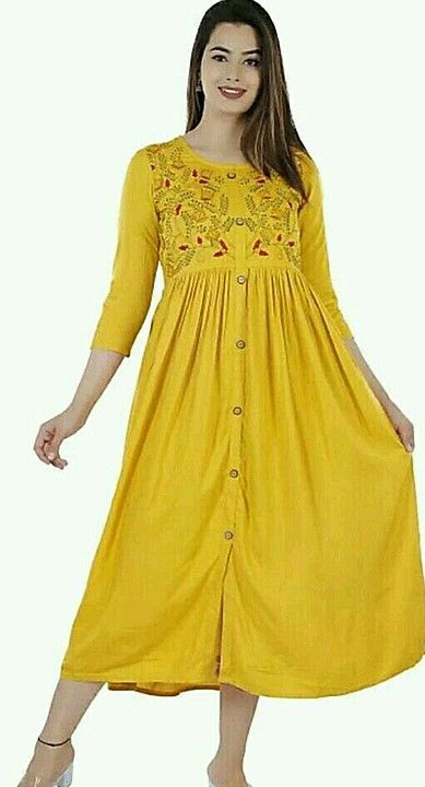 Rayon Yellow Silver Embriodery Kurti  Set
Fabric: Rayon
Sleeve Length: Three-Quarter Sleeves
Pattern uploaded by business on 11/18/2020