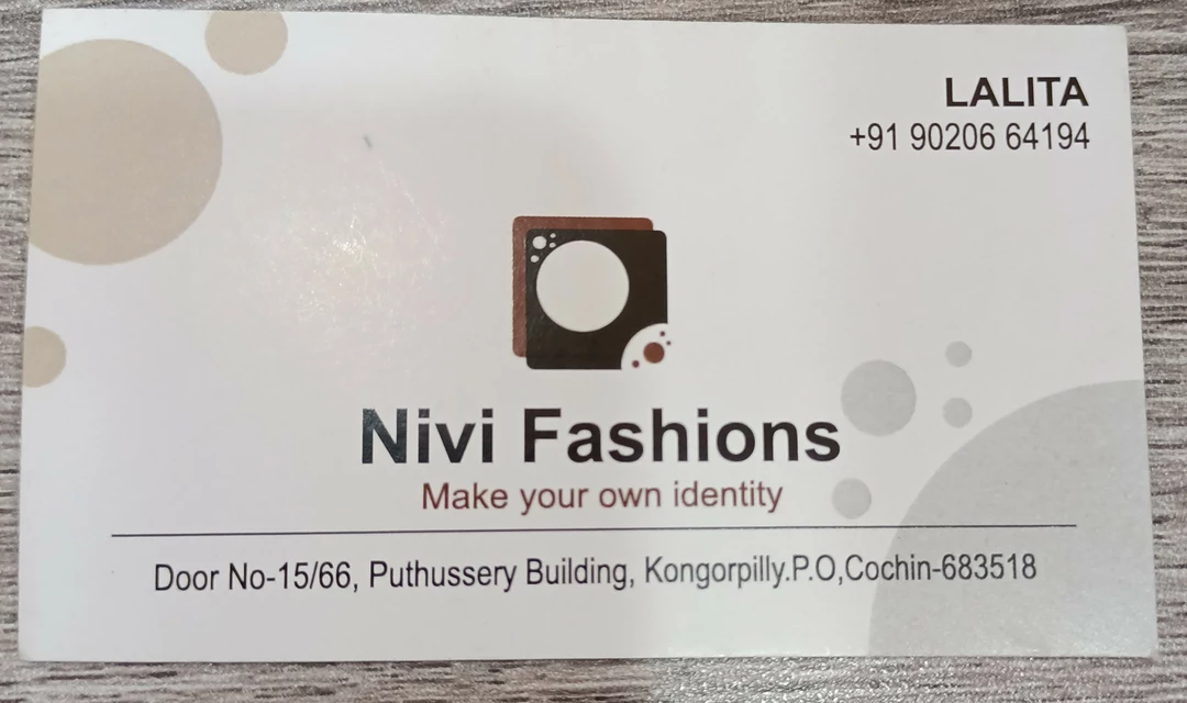 Visiting card store images of Nivi fashions