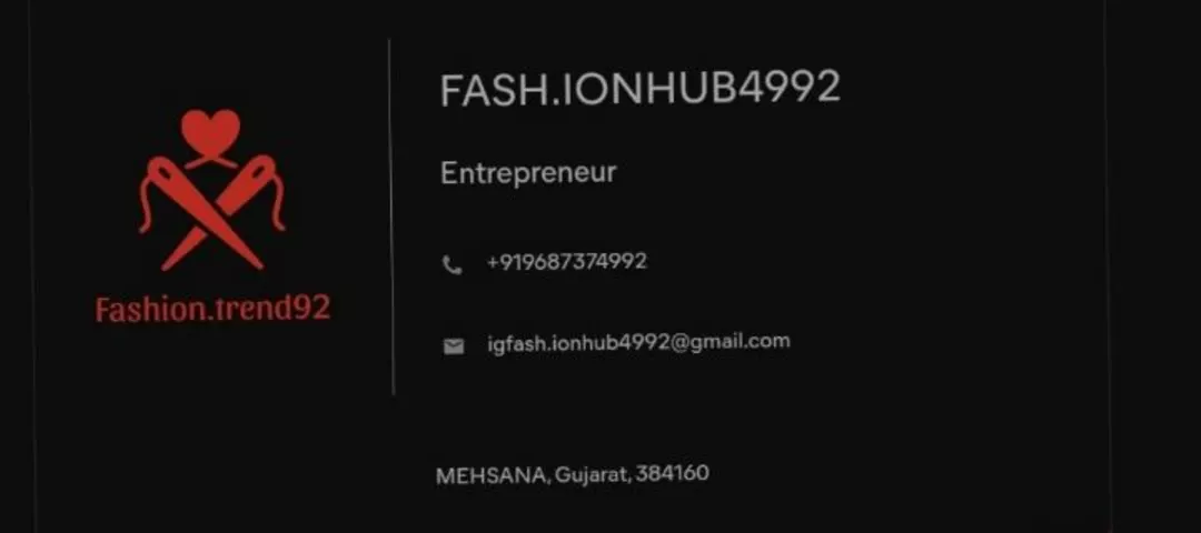 Visiting card store images of Fash ionhub4992