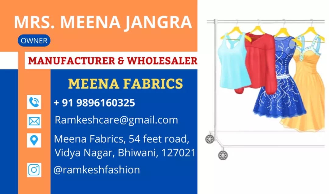 Visiting card store images of Meena Fabrics