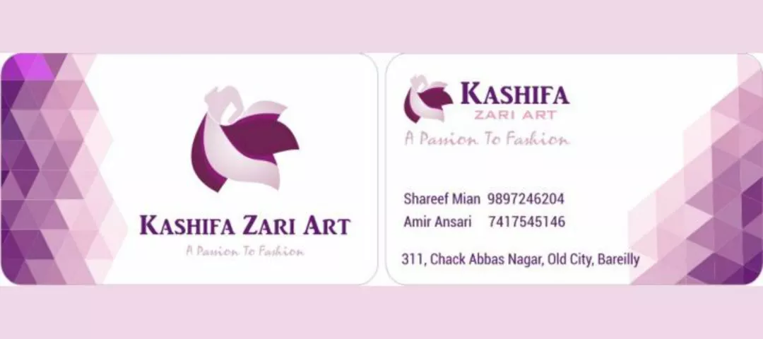 Visiting card store images of Kashifa Zari Art