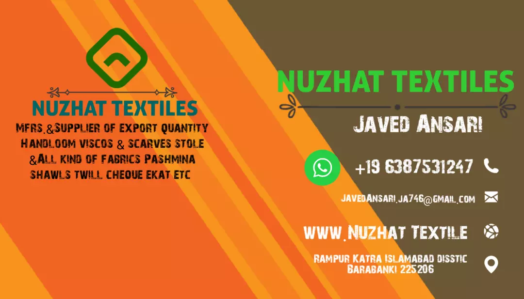 Visiting card store images of Nuzhat textiles