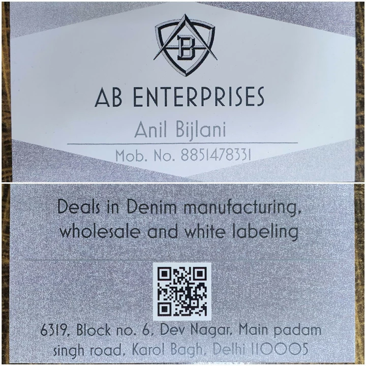 Visiting card store images of AB Enterprises