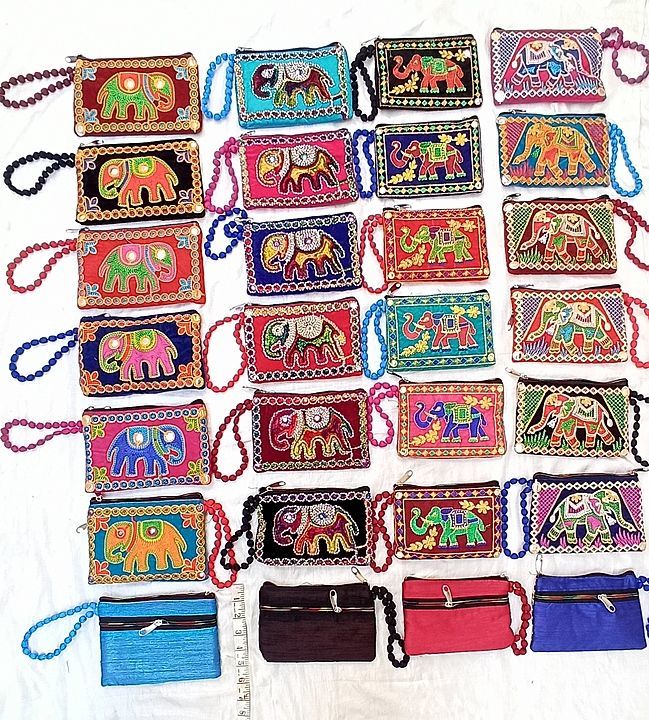 👆🏻Handicraft Velvet  Embroidery Pouch 
Size - 4.5*6.5" Inch approx 
2 chain pocket uploaded by TANVI HANDICRAFT on 11/19/2020