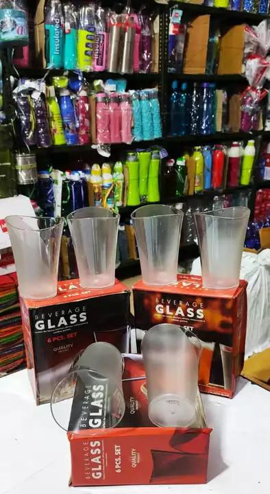 Beverage big 300 ml unbreakable glass 6 pcs set.  92₹/set uploaded by Home&kitchan and toys house on 7/28/2022