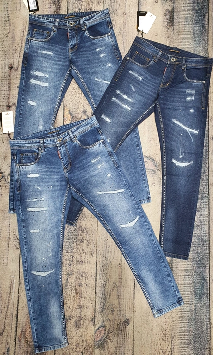 Torn look, Ankle length, cotton flat finish lycra jeans for men uploaded by AB Enterprises on 7/28/2022