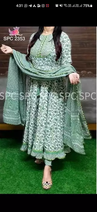 Green royal gown  uploaded by Kurti manufacturing on 7/28/2022