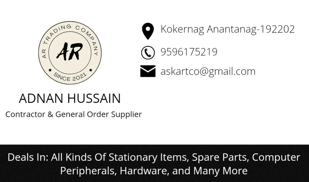 Visiting card store images of AR TRADING COMPANY